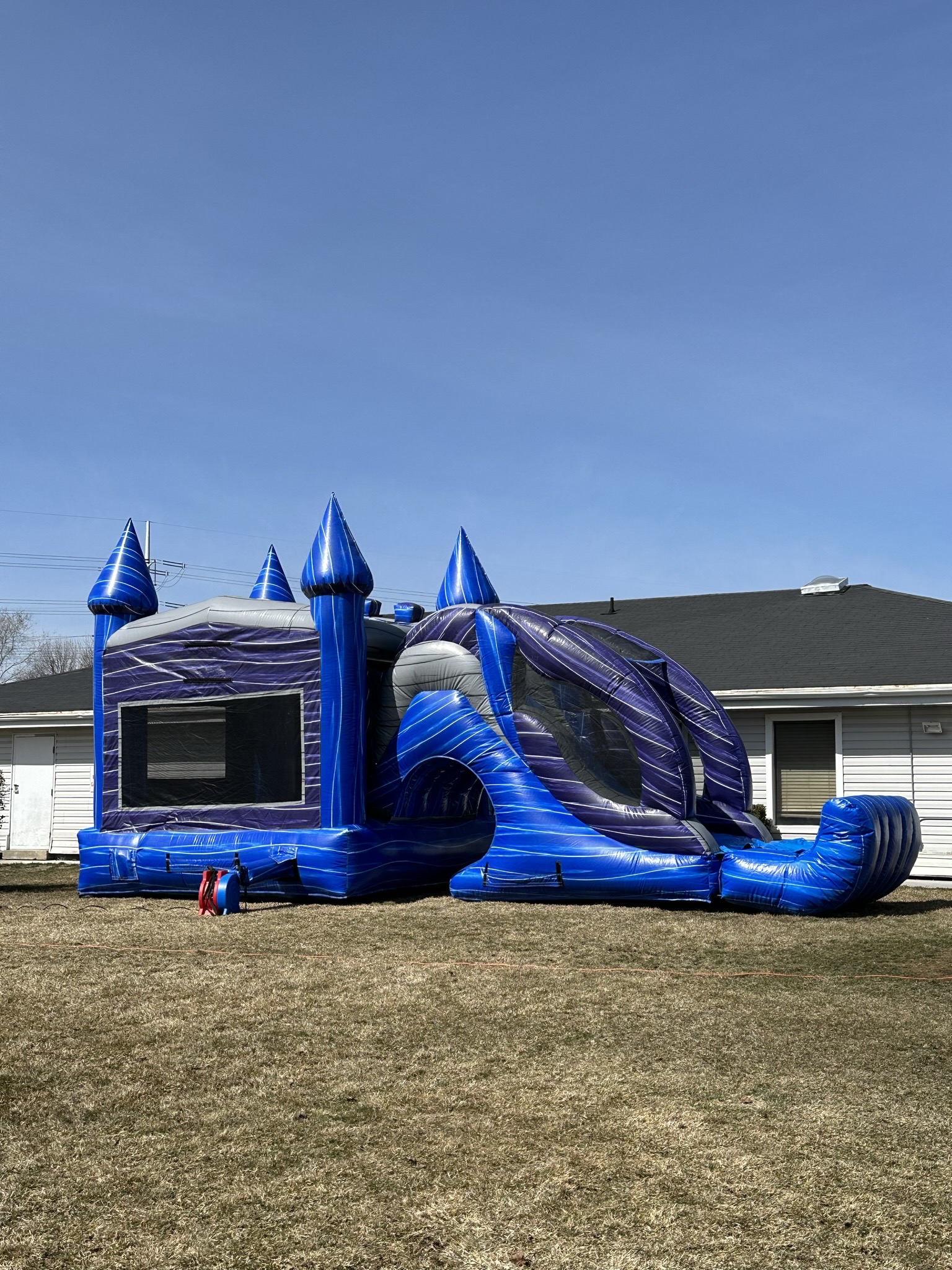 Extra Large Blue & Purple Bounce House Combo - All Stars Jumpers